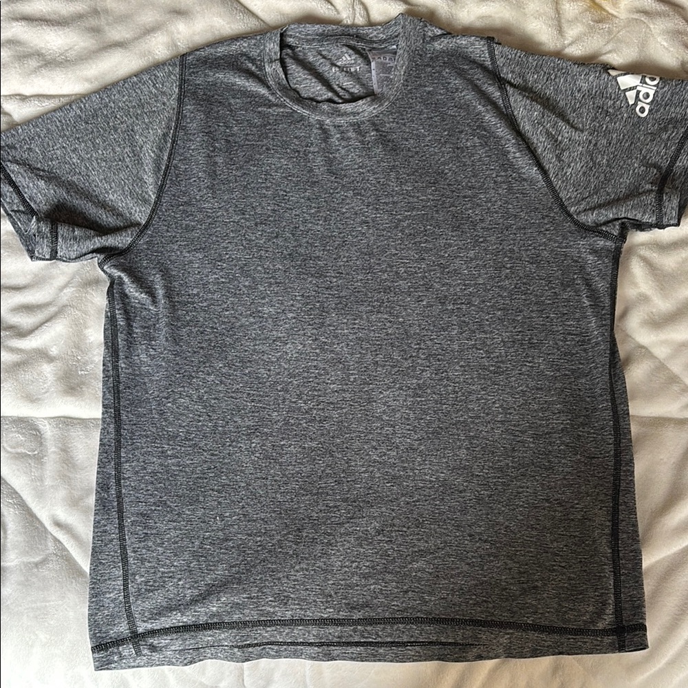 Adidas Gray Short Sleeve Tee Heathered Crew Neck